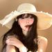 2025 New Bow Lace Straw For Women's Summer Beach Vacation Sunshade With Large Brim Sunscreen Hat_viptrois.com