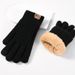 new winter warm touch screen wool double layer thickened outdoor arctic fleece lining knitted gloves_viptrois.com