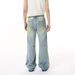 Men's Clothing Korean Street Style Distressed Tie Dye Cleanfit All Match Slightly Flared Washed Jeans Trend_viptrois.com