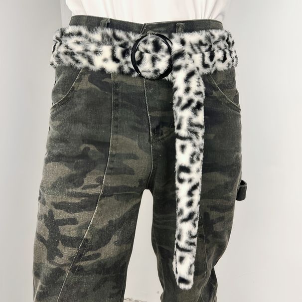 Retro Leopard Print Velvet Belt - Chunky Statement Waistband With Grommet Details For Bold Looks_viptrois.com