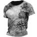 Vintage Men's T-shirt Summer American Shirt Tops Compass Printed Short-sleeve Tees Loose Daily Men Clothing Casual Streetwear_viptrois.com