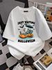 Funny Just Waiting For Halloween Skeleton Spooky Vibe Summer T-Shirt Streetwear Breathable Stylish Graphic Female Slightly Top For Everyday Wear Unisex Comfortable Soft Versatile Women Top Graphic Tees Casual Print Round Neck Short Sleeve Stretched_viptrois.com
