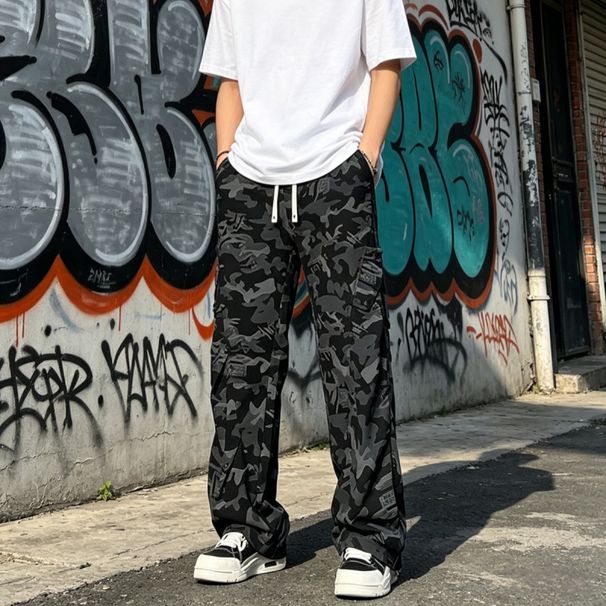Men's Clothing Men's Camouflage Pants Summer Style Pleated Military Work Casual Long Straight Leg Drape For Formal & Casual_viptrois.com