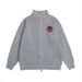 Unisex Vintage Letter Embroidery Sweater – Oversized Knit Cardigan With Dual Zippers & Badge Detail (S-XXL, Black/Grey, Stretch Polyester)_viptrois.com