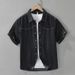 Retro Denim Short Sleeved Shirt, Fashionable And Versatile, Artistic And Casual Loose Top, Men's Clothing_viptrois.com
