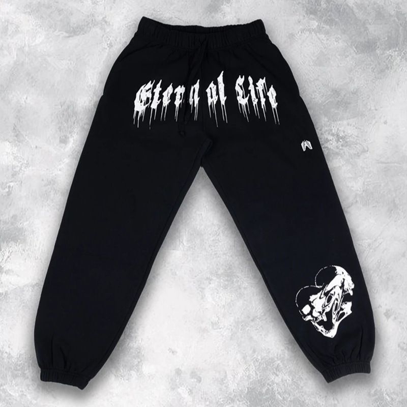 Men's Clothing European And American Men's Sports Casual Sweatpants Running Fitness Men's Silk Screen Printed Terry Cuff Pants Long Pants_viptrois.com