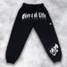 Men's Clothing European And American Men's Sports Casual Sweatpants Running Fitness Men's Silk Screen Printed Terry Cuff Pants Long Pants_viptrois.com