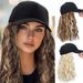 Women's Fashionable Synthetic Wig Baseball Cap With Water Wave Design, One-Piece Mid-Length Style, Ready To Ship Long Water Ripple Baseball Hat Wig_viptrois.com