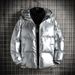 Men's Clothing Winter Thick Hooded Cotton Padded Jacket With Glossy Finish, Embroidered US Letter, Casual Puffer Jacket, Cotton Padded Outerwear_viptrois.com