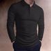 Solid Color Jacquard Knit Sweater Long Sleeve Shirt Slim Lapel Polo Shirt Men's Tops_viptrois.com