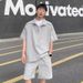 Men's Ice Silk Sun Protection Half Zip Short-Sleeved T-Shirt And Shorts Set Cool Stylish Summer Outfit Relaxed Casual Feel_viptrois.com