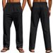 Cross-border Men's Independent Station American Summer Casual Linen Breathable Comfortable Loose Drawstring Beach Sports Trousers Men_viptrois.com