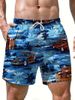 Men's Clothing Men's Four Seasons Casual 3D Printed Straight Shorts Sports Cross Border Beach Shorts With Drawstring_viptrois.com