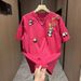 Men's Clothing Summer New Style High Weight Heavy Duty Light Sensitive Color Changing Panda Three Dimensional Embroidery Cartoon Short Sleeved T Shirt_viptrois.com