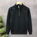 Men's Stand Collar Half-Zip Sweatshirt – Trendy Minimalist Pullover With Long Sleeves (M-3XL, White/Black)_viptrois.com