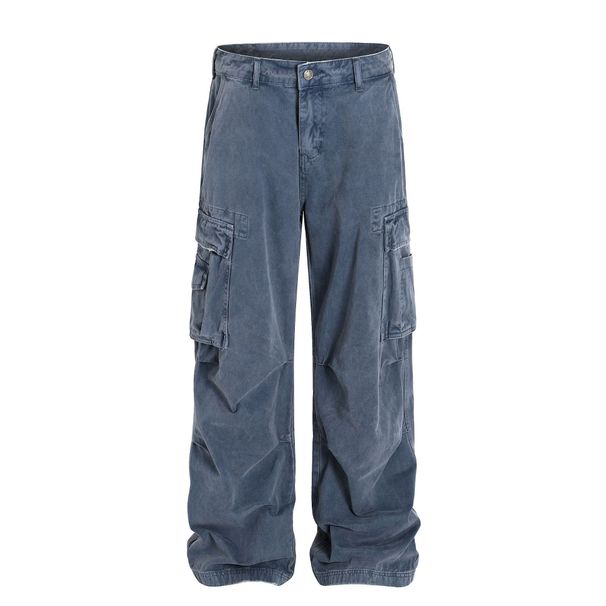 American Street Unisex High Street Heavy Industries Premium Multi-Pocket Design Retro Men's Loose Jeans_viptrois.com