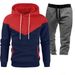 Men's Clothing Men's Color Matching Hooded Pullover Sports Casual Sweater Suit Winter Plus Velvet To Keep Warm_viptrois.com