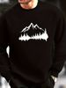 Men's Loose Casual Fashionable Mountain Reflection Pattern Printed Round Neck Long Sleeved Sportswear For Autumn And Winter_viptrois.com