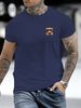 100% Pure Cotton Men's Summer Fashionable Short Sleeved Teddy Bear Pattern Printed Casual Slim Fit Versatile Top_viptrois.com