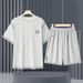 Men's Clothing Stylish Casual Shorts & T-Shirt 2-Piece Set - Trendy Color Blocking & Embroidery Design - Breathable Polyester - S/M/L/XL/2XL/3XL/4XL_viptrois.com