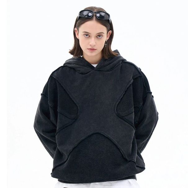 "Women's Distressed Hooded Sweatshirt - Raw Hem Streetwear Pullover With Anti-Stitch Detail | High Street Fashion"_viptrois.com