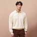 Men's Slim-Fit V-Neck Knit Polo Shirt - Rugged & Stylish Long Sleeve Waffle Texture Sweater_viptrois.com