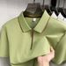 Men's Clothing Men's Seamless Nylon Ammonia Short Sleeve Shirt Turn Down Collar Half Zip T-Shirt Business Style Summer_viptrois.com