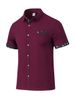 Men's Clothing Hot Selling American Men's Cardigan Shirt Summer Casual Lapel Print Button Waffle Short Sleeve_viptrois.com