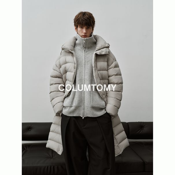 318G White Goose Hooded Down Jacket Winter New Old Money Style Men's Mid-Length Coat Thickened And Warm_viptrois.com