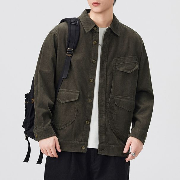 Nordmann Autumn Winter Vintage Slightly Loose Workwear Shirt For Men College Students Versatile Internet Celebrity Trendy_viptrois.com