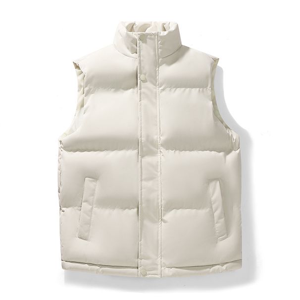 Male Vest In Autumn And Winter Trend, Stand Up Collar, Camisole, Warm Vest, Solid Color, Simple Casual Jacket_viptrois.com
