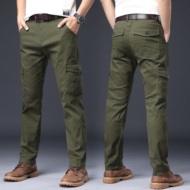 Overalls Men Elastic Straight Loose Comfortable Multi Pocket Youth Auto Repair Work Pants Work Pants Special Forces Military Pants_viptrois.com