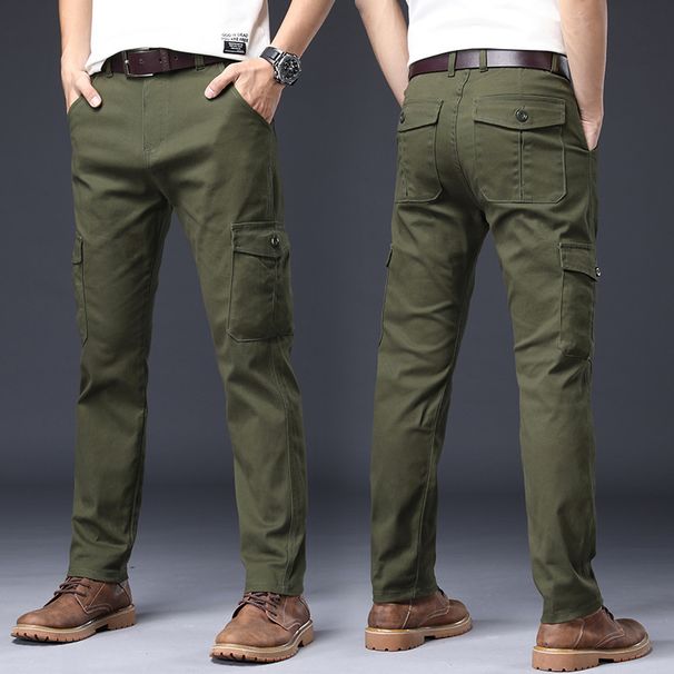 Overalls Men Elastic Straight Loose Comfortable Multi Pocket Youth Auto Repair Work Pants Work Pants Special Forces Military Pants_viptrois.com