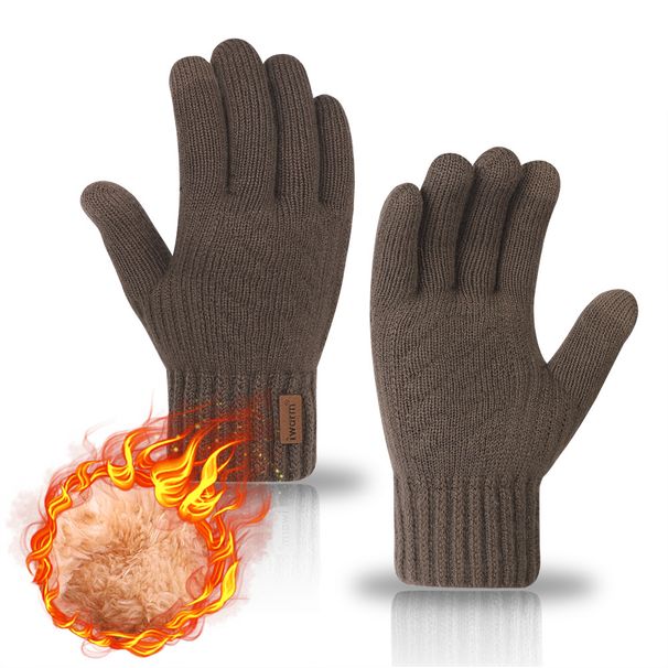 Double Layer Warm Touch Screen Gloves With Fleece Thickened Outdoor Knitted Gloves Sports Gloves Skiing Cycling Motorcycle Hiking _viptrois.com