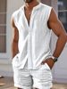 Summer European And American Men's Vest Shirt Casual Loose Sleeveless Shorts Beach Suit_viptrois.com