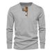 2025 Spring And Autumn New Men's Corduroy Casual Henry Slim Solid Color Long-sleeved T-shirt_viptrois.com