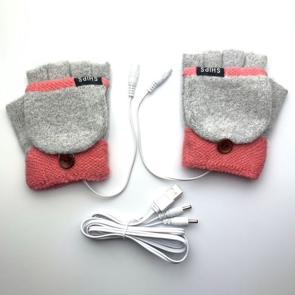 Heating Gloves USB electric heating gloves half finger flip electric heating gloves indoor and outdoor 2 use warm gloves_viptrois.com