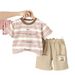 Boys' Striped Short Sleeved Thin Korean Version Top And Shorts Set, Children's Summer Two-piece Set_viptrois.com