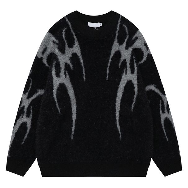 Men's Clothing Autumn And Winter Trend Round Neck Men's Mohair Sweater Casual Loose Knit Pullover Streetwear Unisex Crewneck Sweater For Winter_viptrois.com
