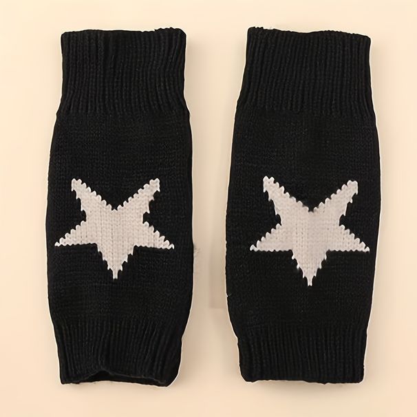 Cute Pentagram Black For Men And Women, Winter Dew Finger, Student Writing, Simple Knitting, No Finger Yarn, Warm Gloves_viptrois.com