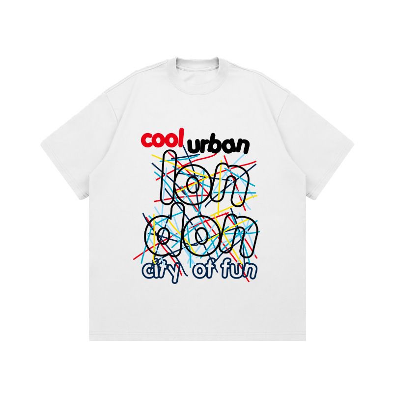 American Small Crew Neck Colorful Letter Printing Retro Trendy Brand Trends Ins Versatile Spring And Summer New Pure Cotton T-shirt Short Sleeve_viptrois.com