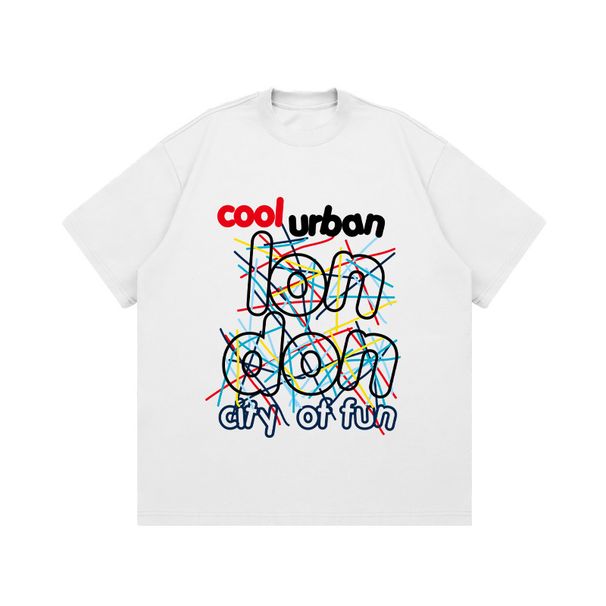 American Small Crew Neck Colorful Letter Printing Retro Trendy Brand Trends Ins Versatile Spring And Summer New Pure Cotton T-shirt Short Sleeve_viptrois.com