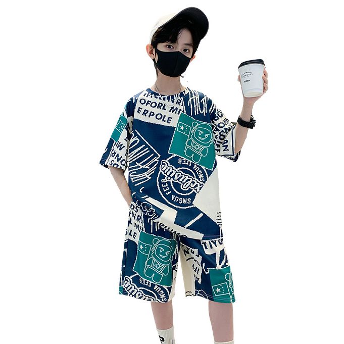 Mother & Kids 2024 Summer Middle and Large Children's Short Sleeve Suit Thin Boys Summer Clothes New Boys Sports Quick Dry Children's Two-piece Suit_viptrois.com