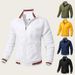 Men's Lightweight Stand Collar Jacket - Waterproof Windbreaker With Multi-Pockets, Slim Fit Zippered Casual Coat For Spring/Fall_viptrois.com