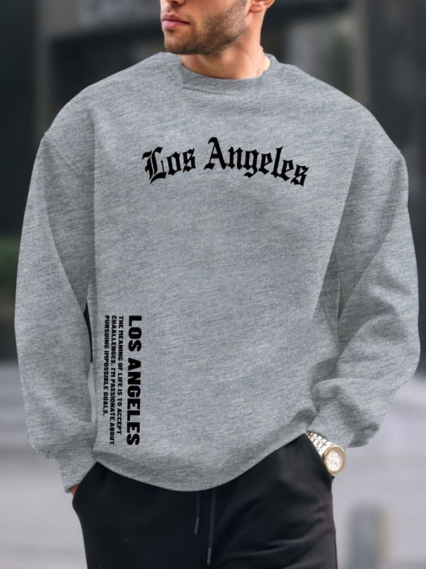 Men's Loose Casual Fashion Classic Los Angeles Letter Pattern Printed Round Neck Long Sleeved Sportswear For Autumn And Winter_viptrois.com