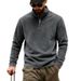Cross-border American Winter Fleece Heavy Loose Outdoor Men's Thermal Stand-up Collar Semi-zipper Sports Bottoming Sweater_viptrois.com