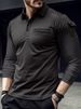 Men's Clothing Spring And Autumn Long Sleeve Men's Polo Shirt Arm Pocket Epaulette Design Muscle Sports Men_viptrois.com