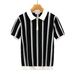 Men's Half Zip Polo Shirt Contrast Color Striped Short Sleeved Summer Trend Slim Fit Lapel Elegant Light Mature T-Shirt_viptrois.com
