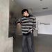 Pure Color Block Striped Sweater Men Autumn Winter American Retro Mink Lazy Knitwear High-end Soft Cozy Coat_viptrois.com