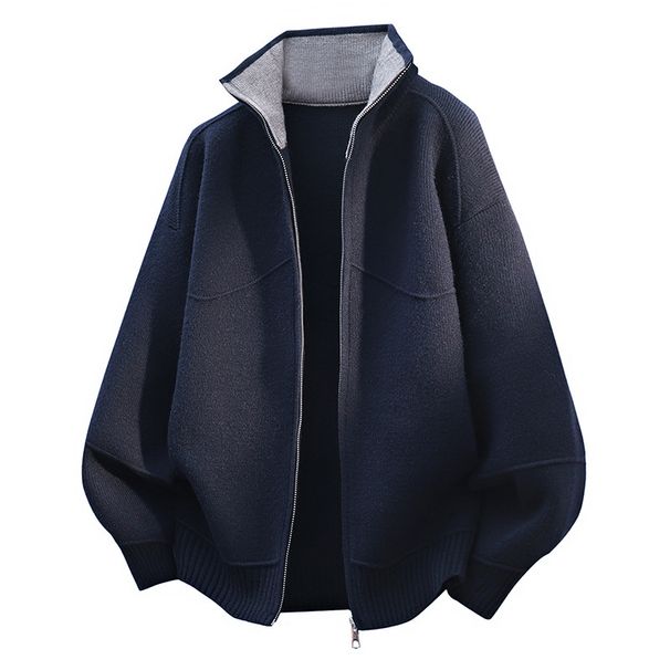 Men's Zip-Up Knit Cardigan – Oversized Casual Sweater With Stand Collar (M-4XL) | Winter Warm & Stylish_viptrois.com